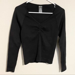 Victoria’s Secret Pink active black long sleeve v neck top